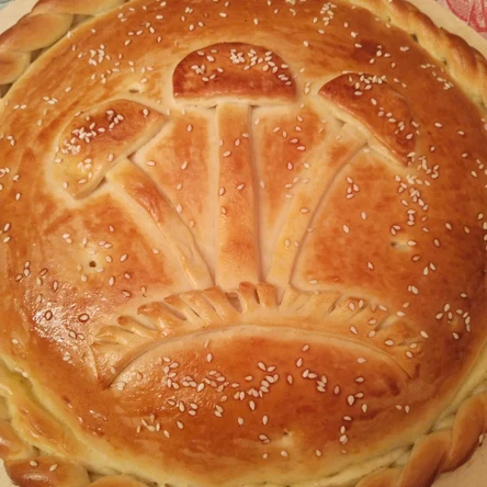 Пирог с отварным картофелем и грибами